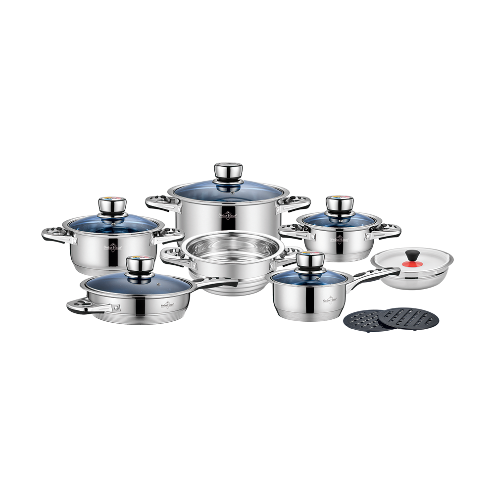 Batteria pentole 16 Pezzi in Acciaio Inox