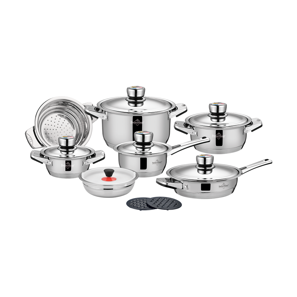 Batteria pentole 16 Pezzi in Acciaio Inox
