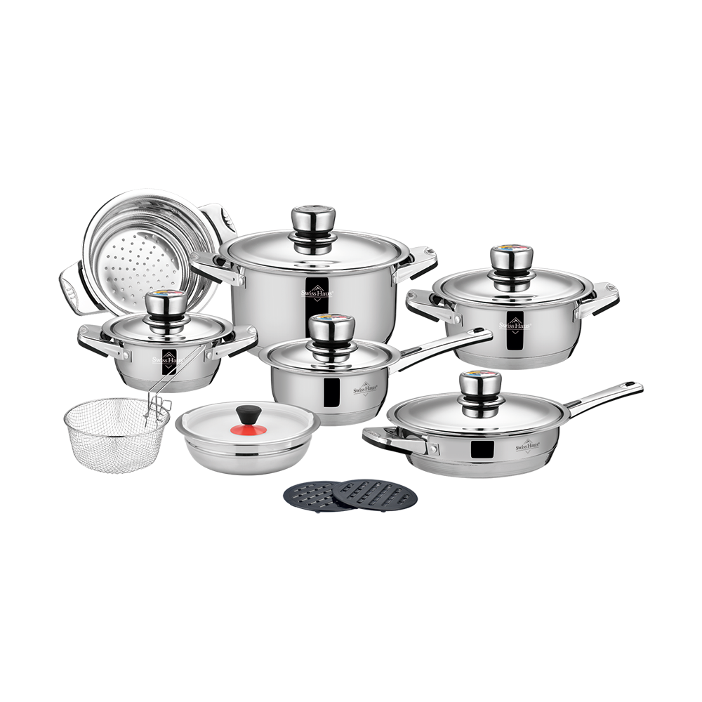 Batteria pentole 17 Pezzi in Acciaio Inox